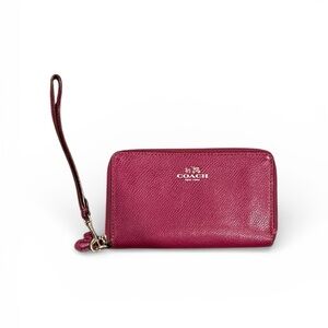 Coach Fuchsia Leather Wristlet
